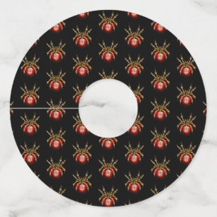 Steampunk spider on black wine glass tag