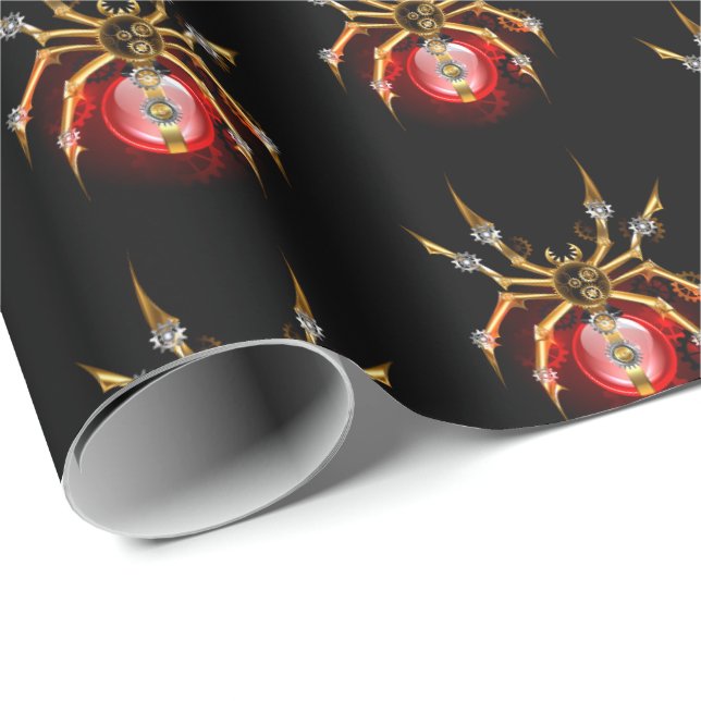 Steampunk spider on black wrapping paper (Roll Corner)