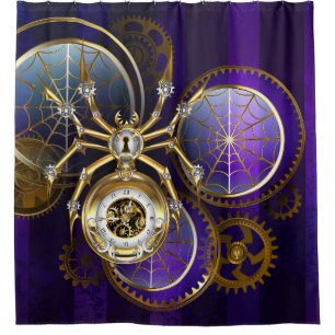 Steampunk Spider on Purple Background