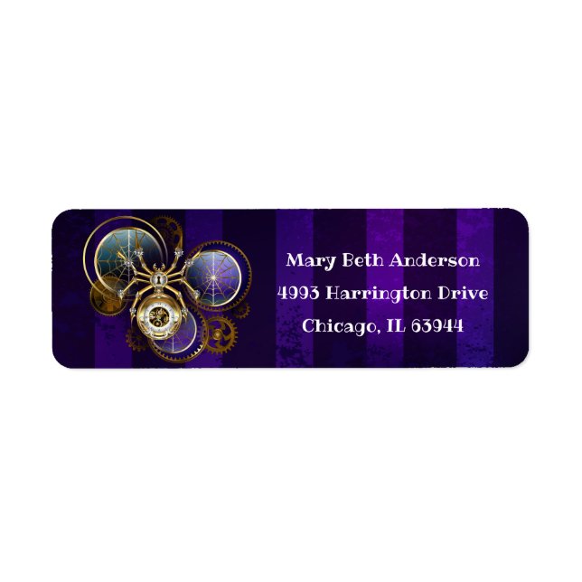 Steampunk Spider on Purple Background (Front)