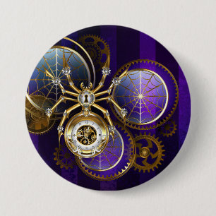 Steampunk Spider on Purple Background 3 Inch Round Button