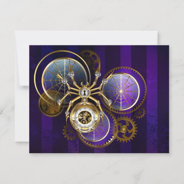 Steampunk Spider on Purple Background Announcement (Front)
