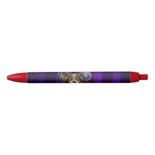 Steampunk Spider on Purple Background Black Ink Pen
