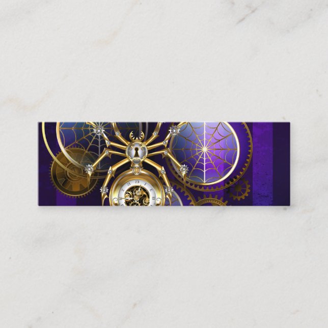 Steampunk Spider on Purple Background Calling Card (Front)