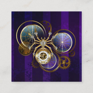 Steampunk Spider on Purple Background Calling Card
