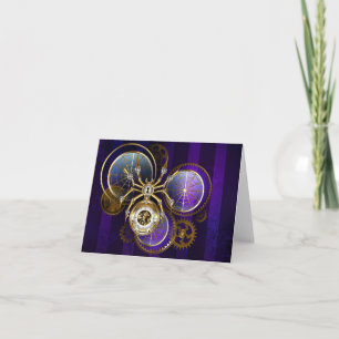 Steampunk Spider on Purple Background Card