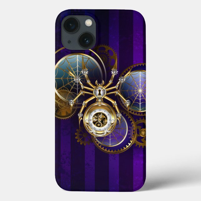 Steampunk Spider on Purple Background Case-Mate iPhone Case (Back)