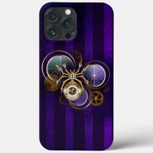 Steampunk Spider on Purple Background iPhone 13 Pro Max Case