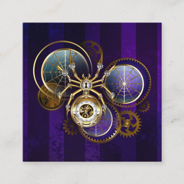 Steampunk Spider on Purple Background Discount Card (Front)