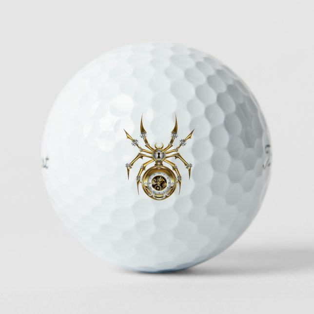 Steampunk Spider on Purple Background Golf Balls (Front)
