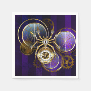 Steampunk Spider on Purple Background Napkin