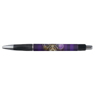 Steampunk Spider on Purple Background Pen