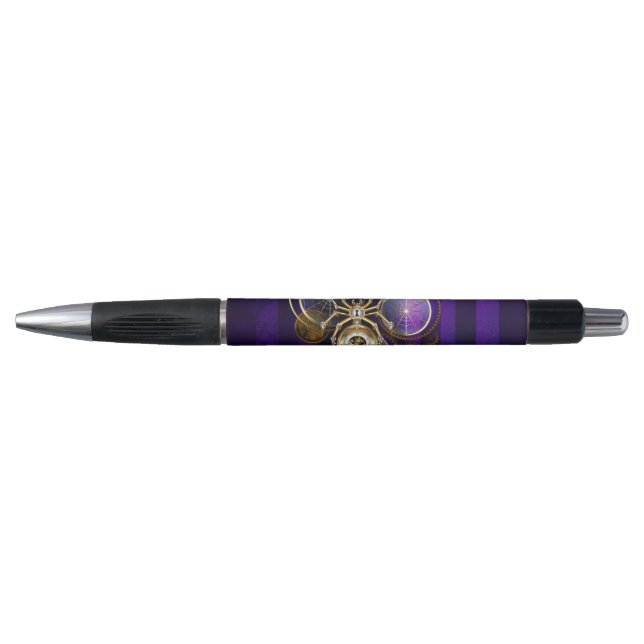 Steampunk Spider on Purple Background Pen (Front)
