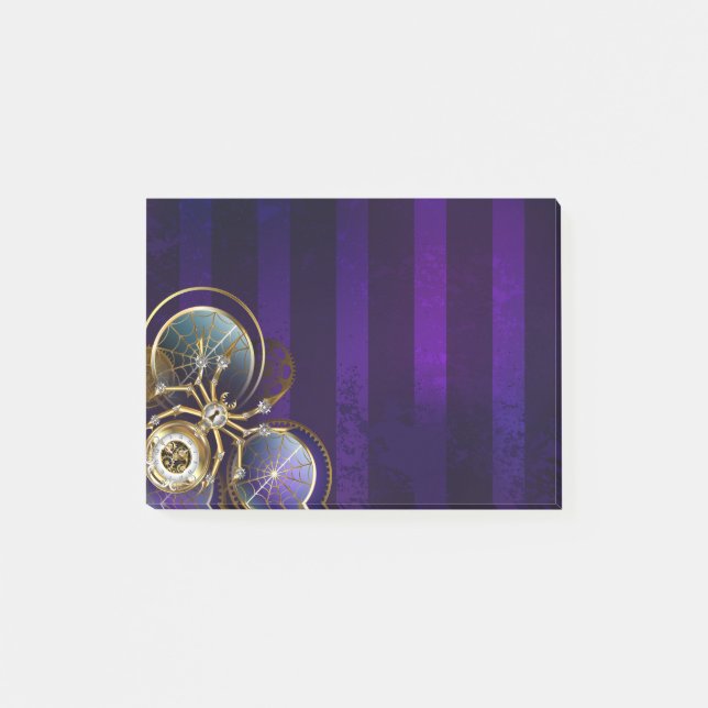Steampunk Spider on Purple Background Post-it Notes (Front)