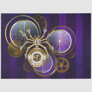 Steampunk Spider on Purple Background Tissue Paper