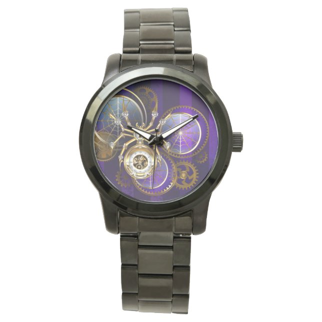 Steampunk Spider on Purple Background Watch (Front)