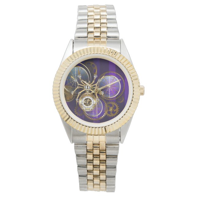 Steampunk Spider on Purple Background Watch (Front)
