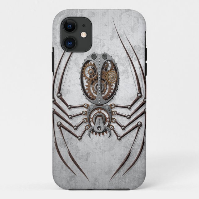 Steampunk Spider on Rough Steel Case-Mate iPhone Case (Back)