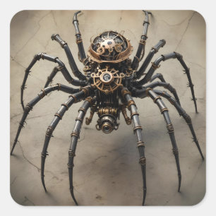 Steampunk Spider Square Sticker