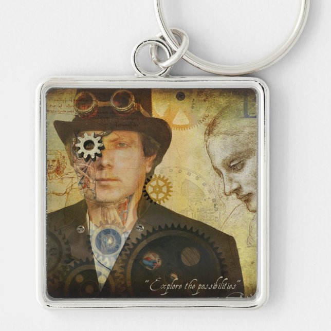 Steampunk Square Keychain (Front)