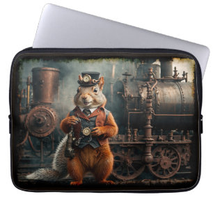Steampunk Squirrel and Train Laptop Sleeve