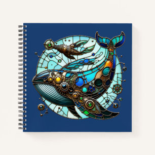 Steampunk Stained Glass Whale Notebook