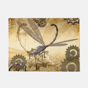 Steampunk,  steam dragonflies with gears doormat