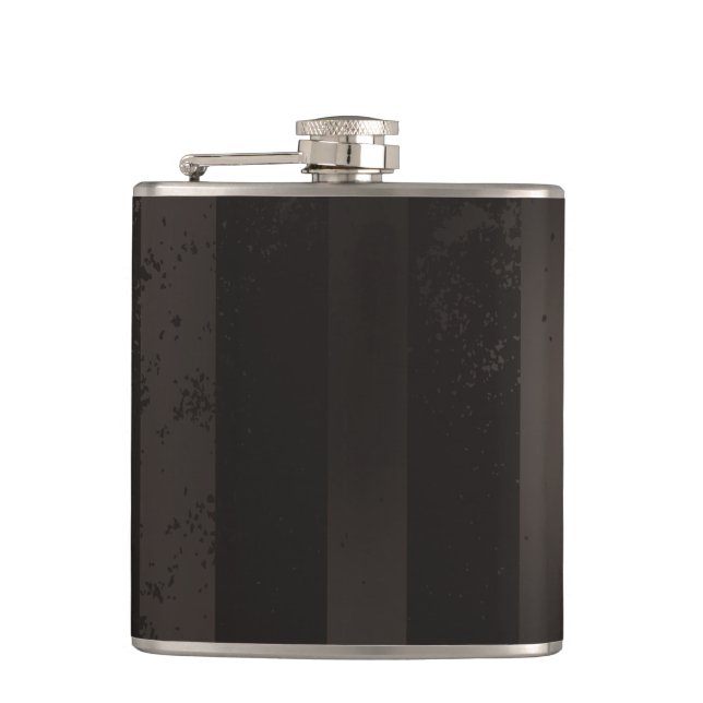 Steampunk striped brown background hip flask (Front)