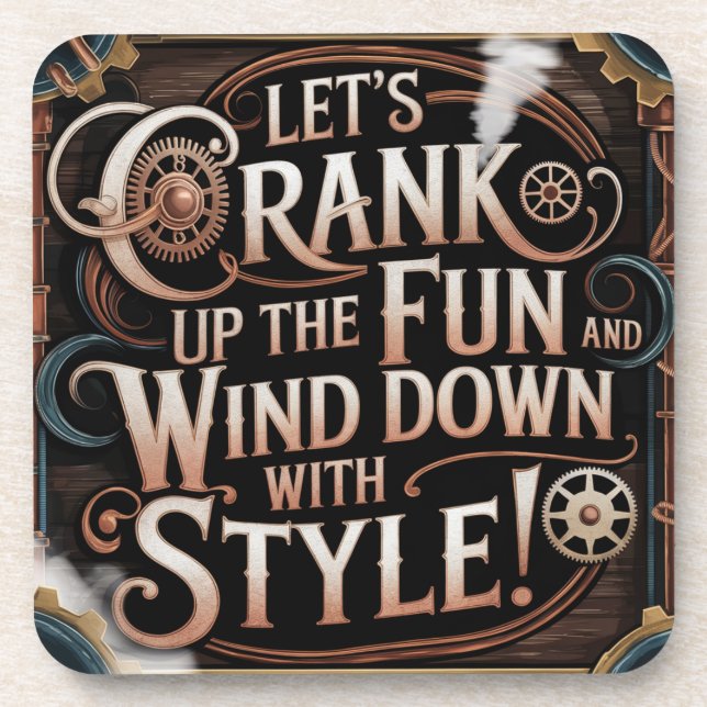 Steampunk Style "Crank Up Fun" Dessous de verre (Devant)