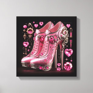Steampunk Style Pink Stiletto High Heels Canvas Print