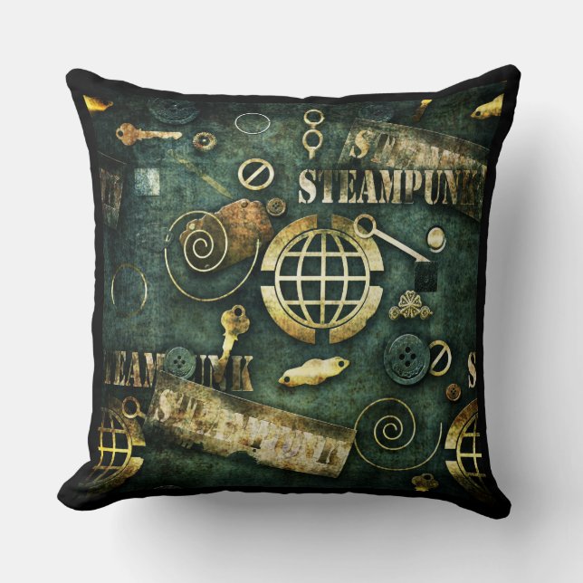 Steampunk, stylish throw pillow (Front)