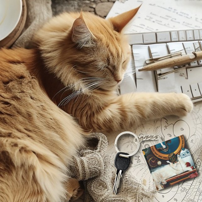 Steampunk Submarine Cat Tea Keychain (Creator Uploaded)