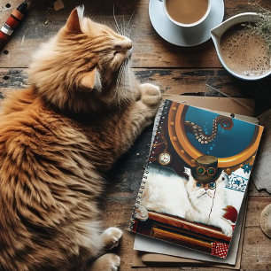 Steampunk Submarine Cat Tea Notebook