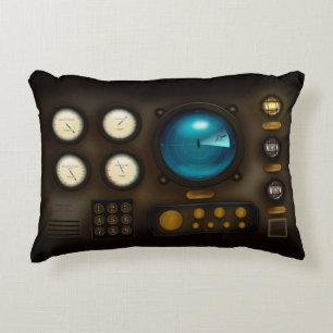 Steampunk Submarine Control Panel Sonar Display Accent Pillow