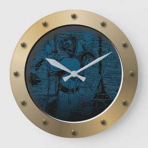 Steampunk Submarine Porthole SCUBA Diver Large Clock