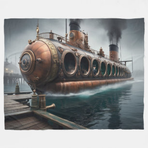 Steampunk Submersible Ocean-liner Fleece Blanket