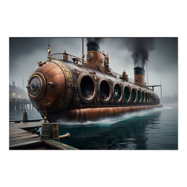 Steampunk Submersible Ocean-liner Poster (Front)