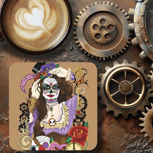 Steampunk Sugar Skull Coaster (Creator Uploaded)