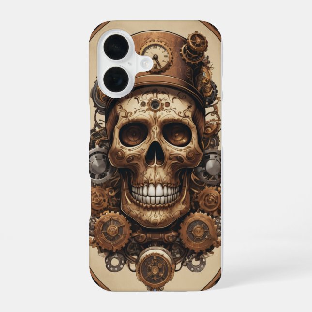 Steampunk Sugar Skull iPhone 16 Case (Back)
