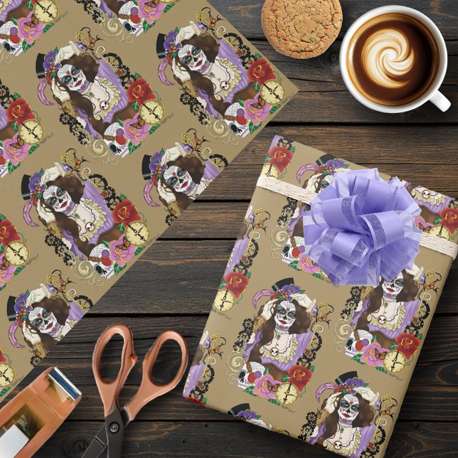 Steampunk Sugar Skull Wrapping Paper (Creator Uploaded)