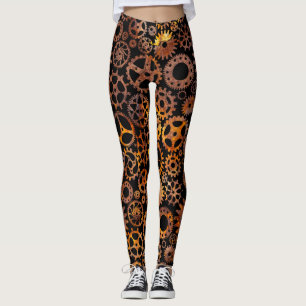 Steampunk Super Colorful Rusty Gears Leggings
