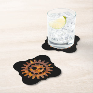 Steampunk Super Colourful Rusty Gear I Paper Coaster