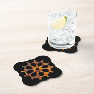 Steampunk Super Colourful Rusty Gear V Paper Coaster