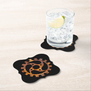 Steampunk Super Colourful Rusty Gear VI Paper Coaster