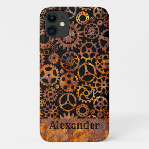 Steampunk Super Colourful Rusty Gears Custom Name iPhone 11 Case