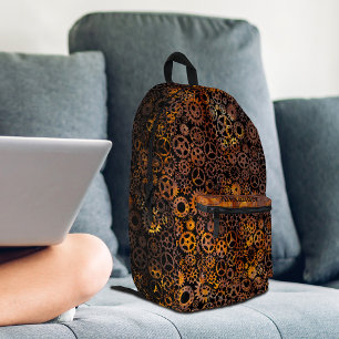 Steampunk Super Colourful Rusty Gears Custom Name Printed Backpack