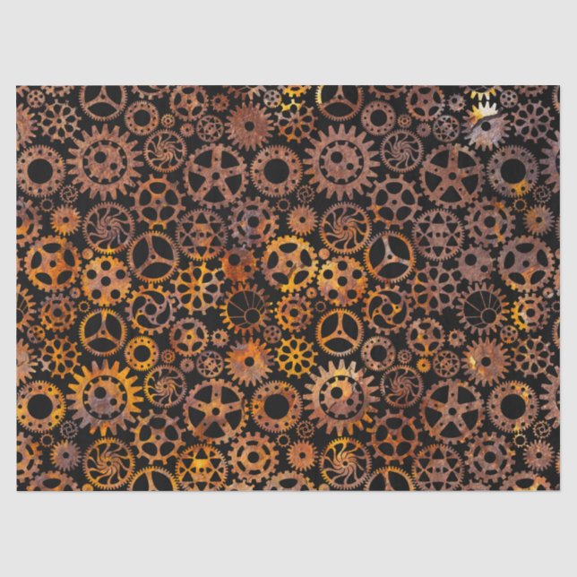 Steampunk Super Colourful Rusty Gears Tissue Paper (Front)