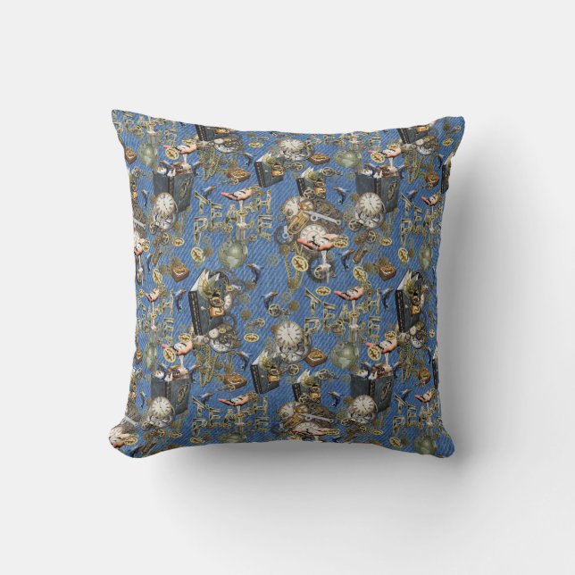 Steampunk sur Blue Denim Jouer Oreiller (Recto)