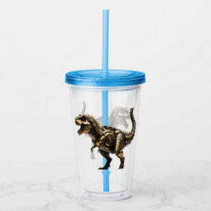 Steampunk T-Rex Mech – Brass Dino Beast Acrylic Tumbler