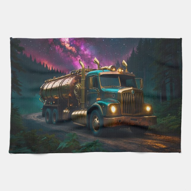 Steampunk Tanker Truck Kitchen Towel (Horizontal)